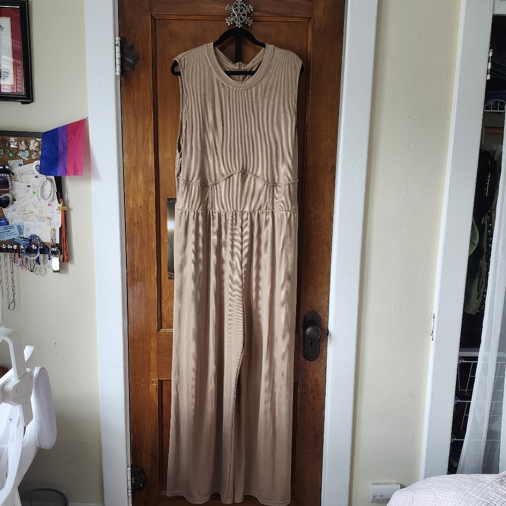 Cider tan ribbed jumpsuit
